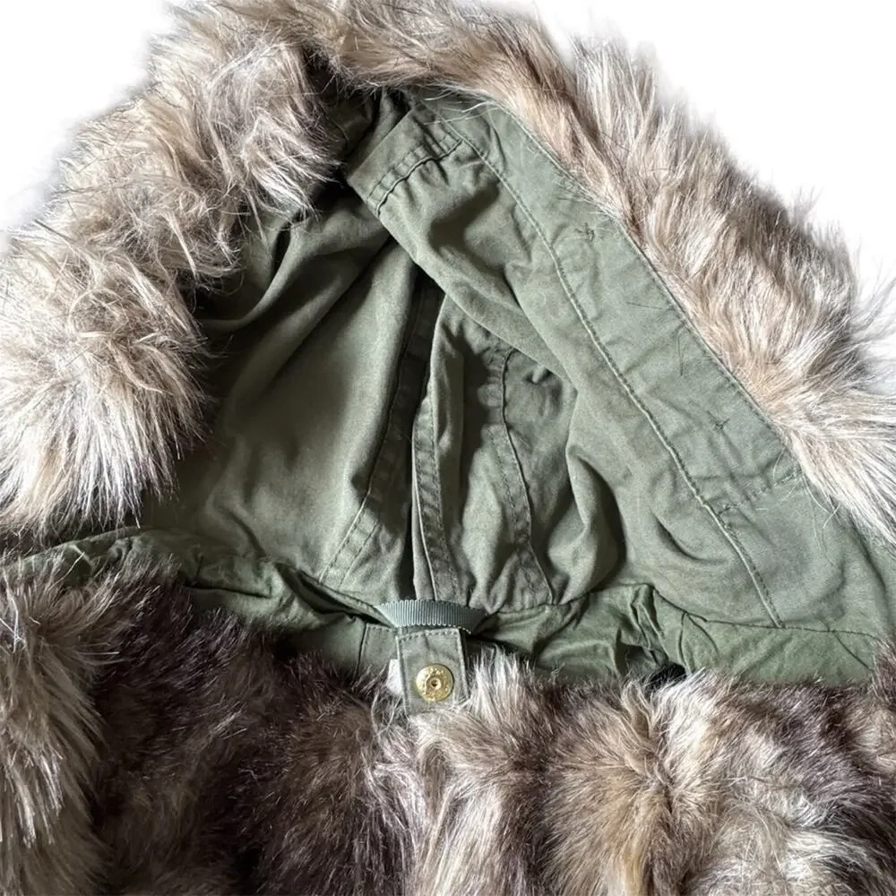 Gap Kids’ 3 in 1 Army Green Hooded Parka Jacket Faux Fur Liner Hood Trim Size 5